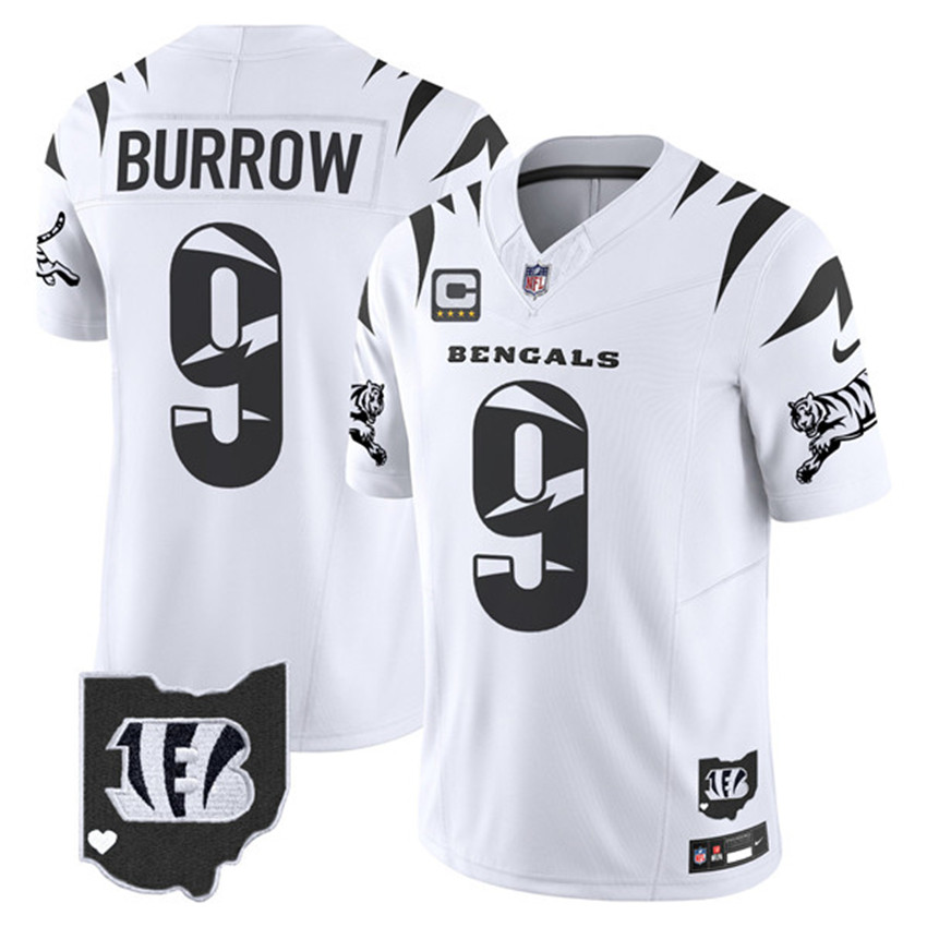 Men's White Cincinnati Bengals #9 Joe Burrow F.U.S.E. With 4-Star C Patch Special Vapor Untouchable Limited Stitched Football Jersey
